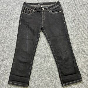ITZME Womens Capri Jeans Size 5 Black Denim Cotton Stretch Casual Low Rise